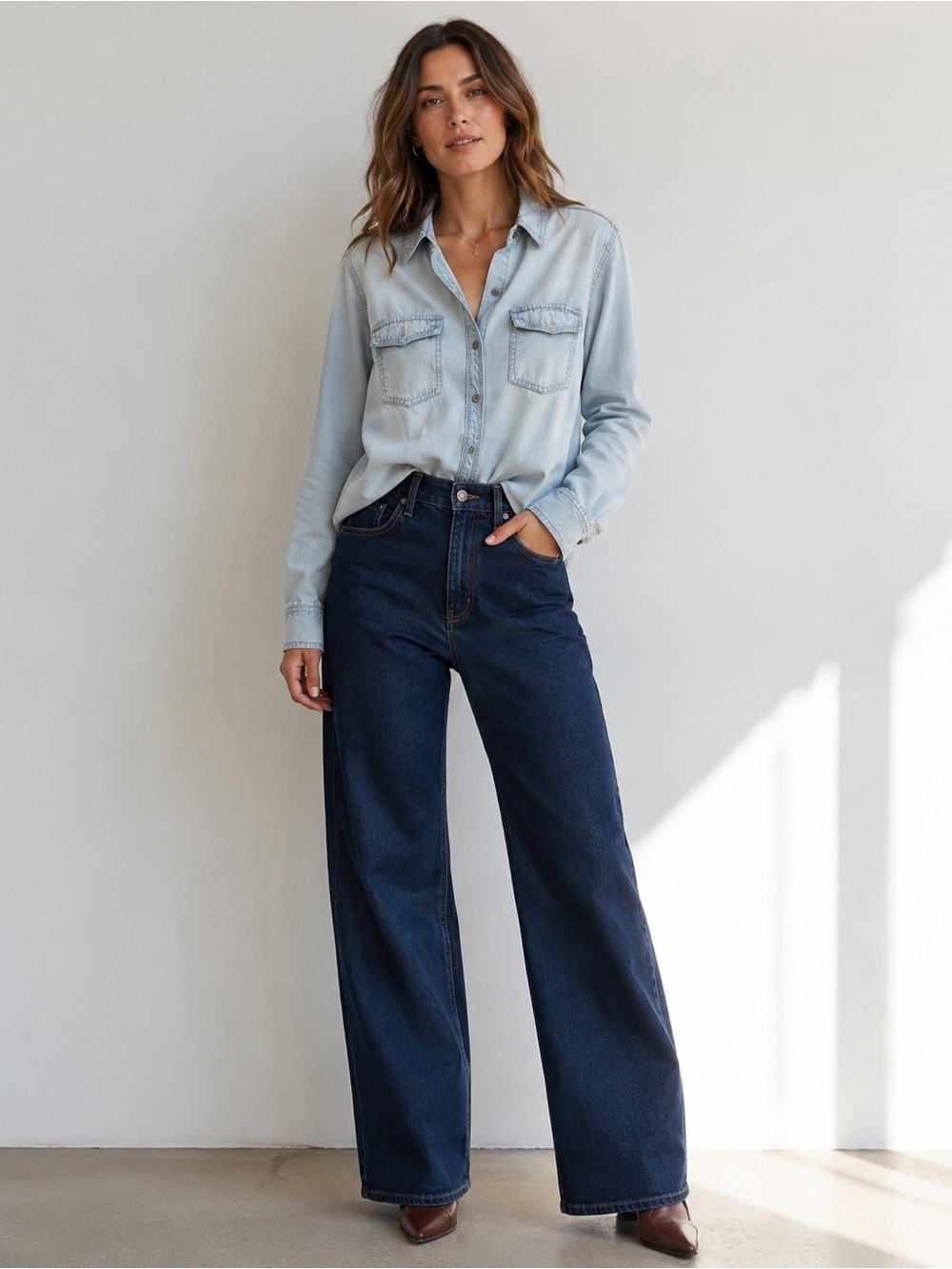 Halogen Denim Button-down Chambray Shirt SZ Small
